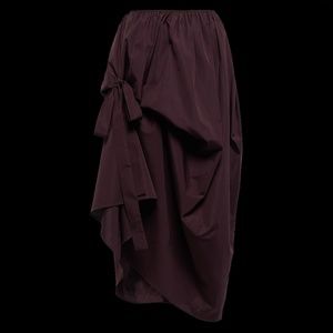 Cecilie Bahnsen deep burgundy purple voluminous drape midi skirt with side tie